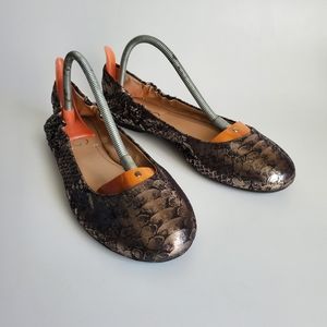 BCBG Paris Magie Ballet Metallic Snake Print Slip-on Flats Size 7